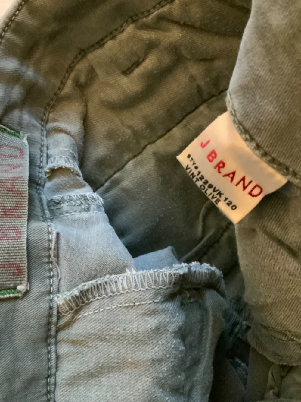 J Brand Jeans Skinny Cargo Side pockets and ankle In Vintage Olive Size 28 - Picture 6 of 7